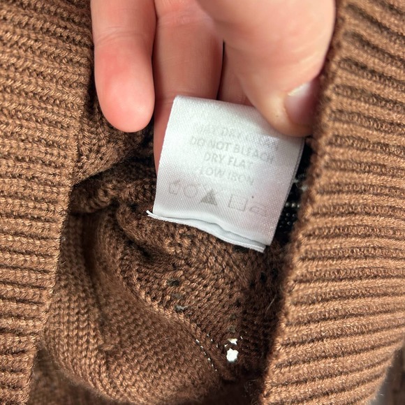 Tularosa Brown Maple Cable Knit Knot Turtle Meck Sweater Size XS - Picture 6 of 6